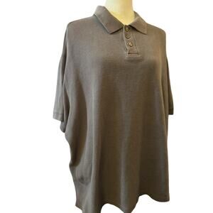 Caribbean Polo Shirt, Men's, Brown Silk Blend, Big and Tall Size 3XL